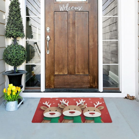Christmas Cute Reindeer Papercut Doormats Welcome Mats Gate Pads Entryway Outdoor 32" x 20"