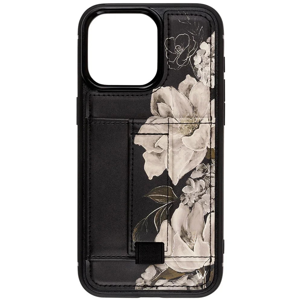 Walli Cases iPhone 16 Plus Phone Case with Wallet and Finger Strap - Dusky Bloom
