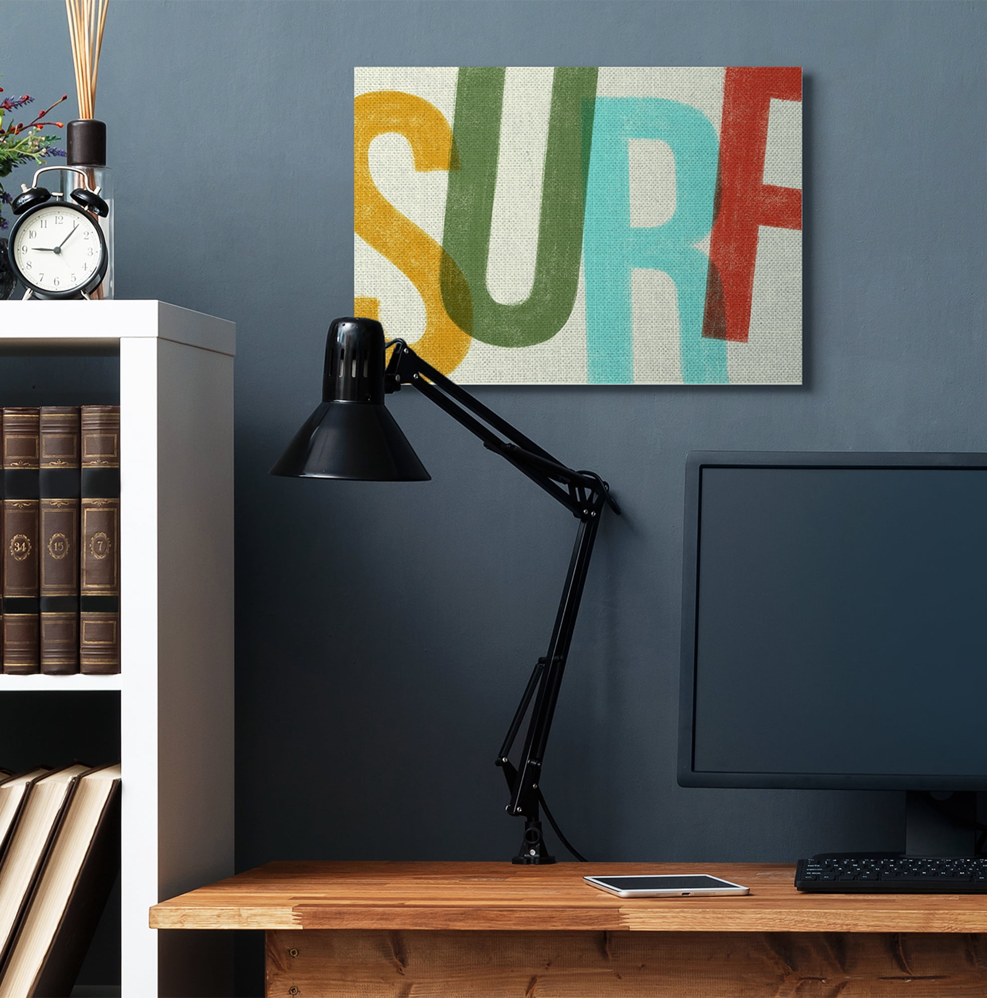 Stupell Industries Surf Print Modern Beach Textured Word Design Canvas Wall Art by Daphne Polselli