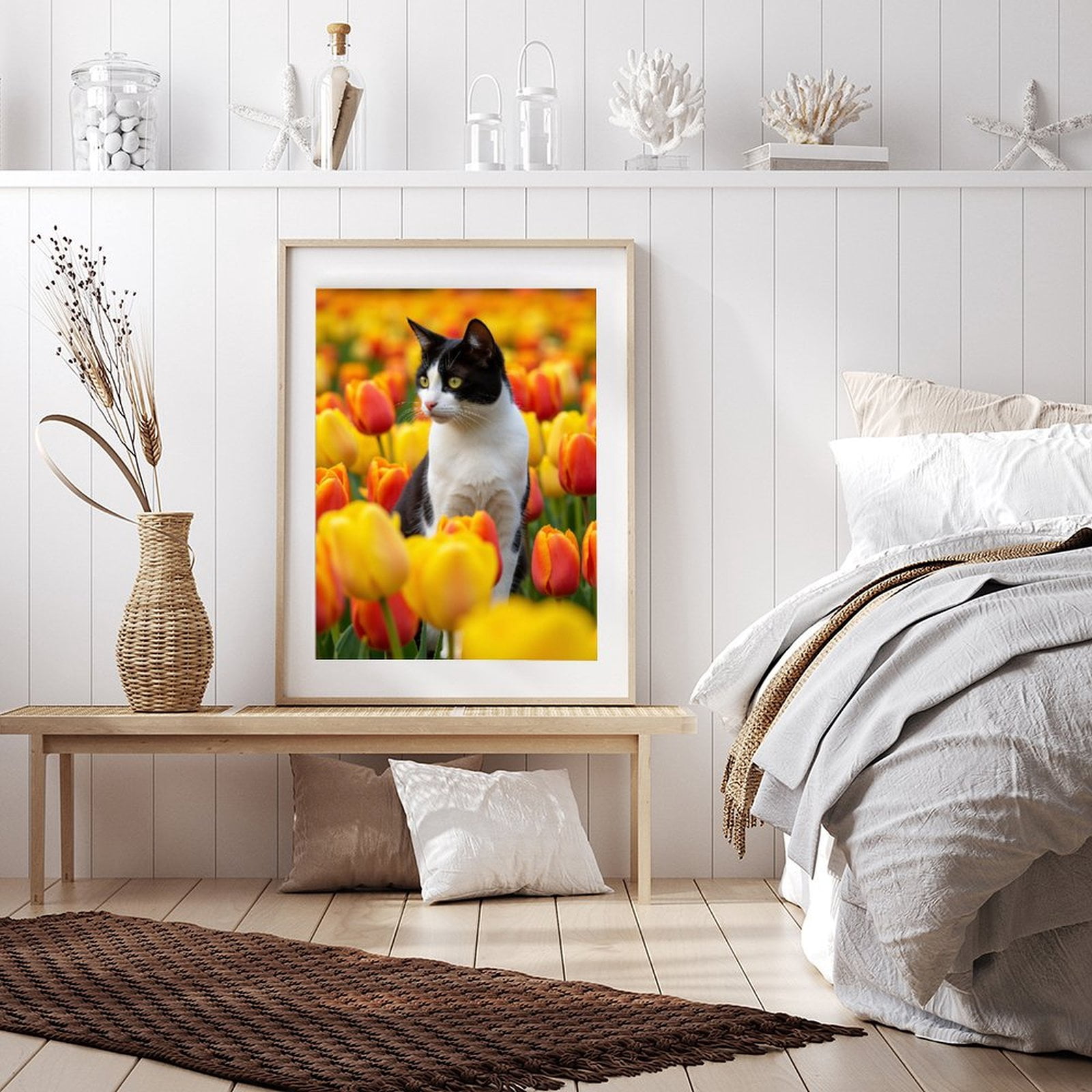 Diamond Art Kits for Adults - 5d Cat Among Vibrant Tulips Diamond Painting for Adults, Diamond Art for Adults Beginners, Diamond Painting Kits for Adults for Home Wall Decor