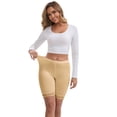 thumbnail image 4 of DARING DIVA Women's Lace Trim Soft Control Panties Mid Thigh Slimmer M Beige, 4 of 6