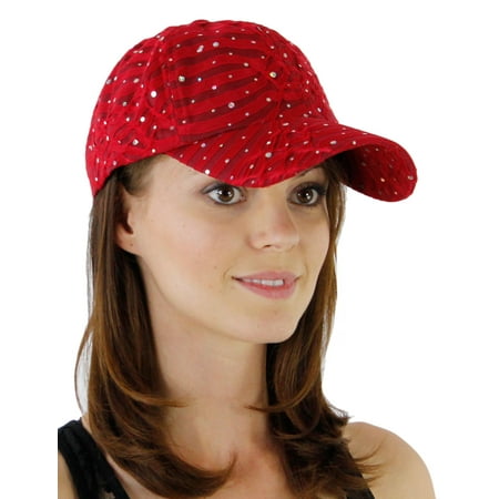 - Greatlookz Glitzy Game Flower Sequin Trim Baseball Cap for Ladies in Many Colors