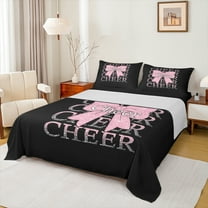 Manfei Kawaii Pink Bow 3pcs Twin Sheet Sets for Teens Children Girls,Bling Glitter Twin Fitted Sheet,Girly Dreamy Dance Breathable Flat Sheet,Luxury Bedroom Decor