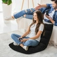 thumbnail image 2 of YYEAN Adjustable Gaming Chair, Video Gaming Chairs with Back Support, Alloy Steel Frame, Soft Coral Fleece, Lazy Sofa Lounge for Reading Living Room Recliner for Adults Kids, Black, 2 of 11