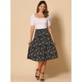 thumbnail image 3 of DARING DIVA Women's Floral Print A-Line Midi Skirt Skirts L Black Red, 3 of 6
