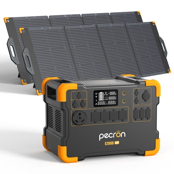 PECRON E2000LFP Portable Power Station 1920Wh/2000W AC Output with 2*200W Solar Panels Kit LiFePO4 Battery Generator for Home Backup
