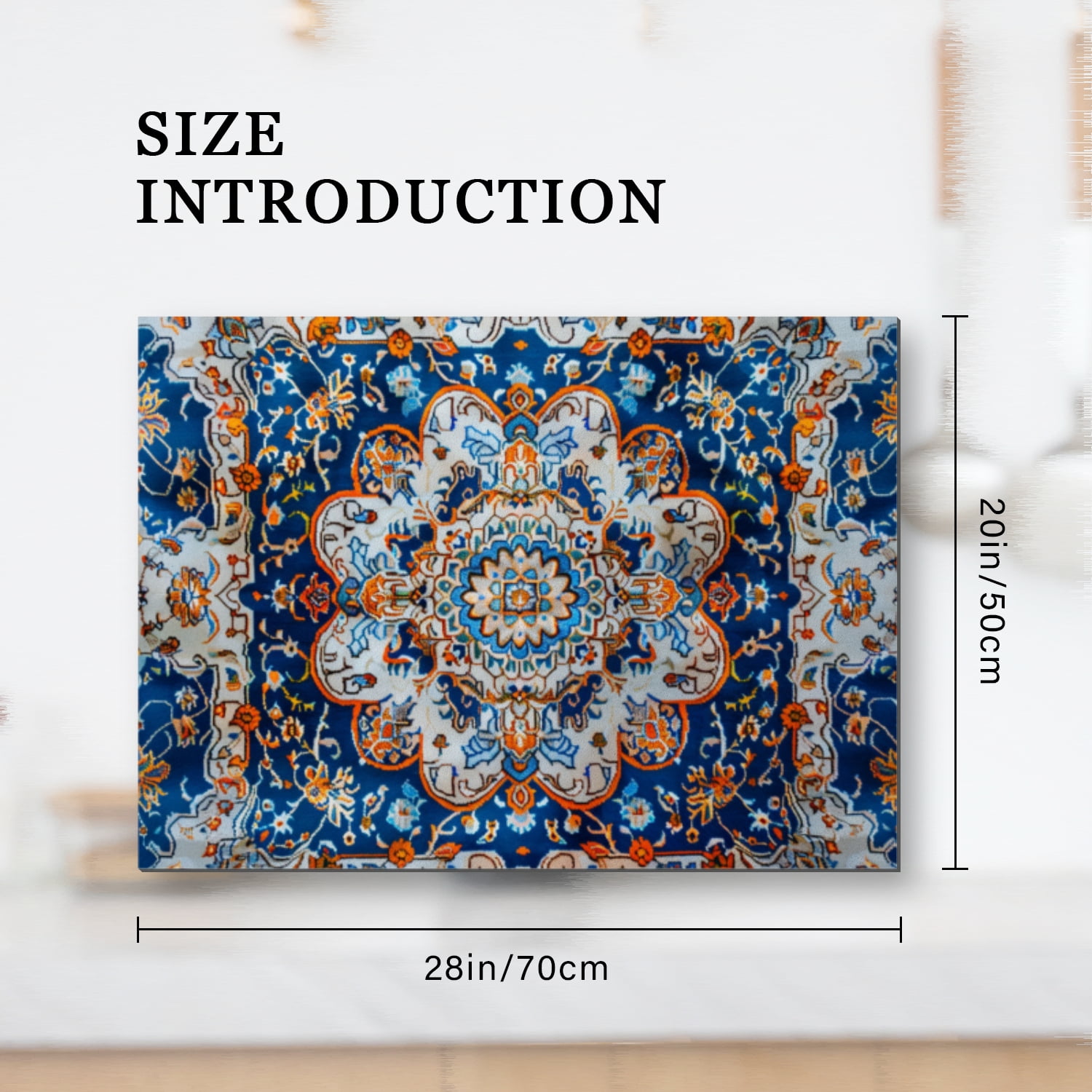 Square Ceramic Stove Top Cover, Vintage Bohemia Mandala Flowers Drawing Waterproof Glasstop Stove Mat, Kitchen Decor Accessories Pad for Kitchen RV (28×20 Inch)