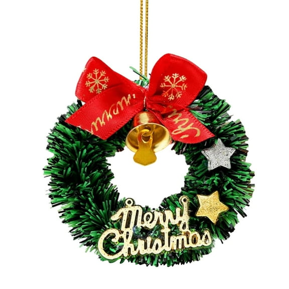 10pcs Mini Wreath Ornaments with Bows, Small Holiday Decor for Garland, Dollhouse, and DIY Crafts, Festive Party and Seasonal Decoration
