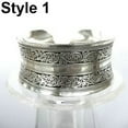 thumbnail image 2 of Opvise Vintage Tibetan Silver Elephant Carved Open Bangle Cuff Wide Bracelet Jewelry, 2 of 6