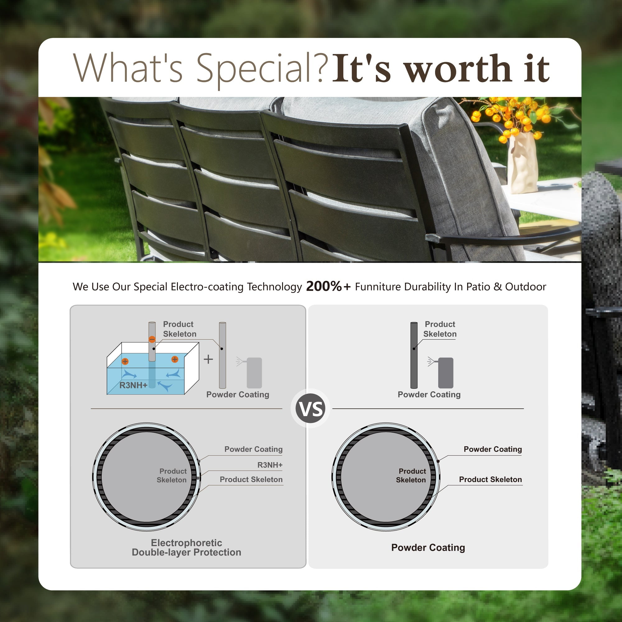 Alpha Joy 9 Seat Outdoor Patio Furniture Set Metal Patio Conversation Set with 2 x Swivel Chairs, 2 x Fixed Chairs, 2 x Ottomans, 5.75" Thickened Cushions for Lawn, Bckyard, Gray