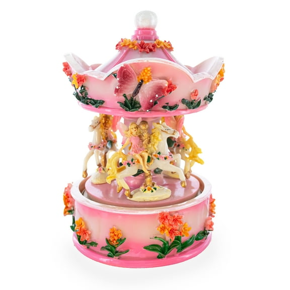 Pink Fairy Floral Carousel Musical Figurine