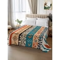thumbnail image 2 of Boho Retro Twim Size Flat Sheet, Wrinkleproof & Fadeproof Cooling Flat Bed Sheet Only, Bohemian Ethnic Patterns Southwest Stripe Breathable Soft Bedding Top Sheets 66 x 96 Inches, 2 of 8