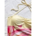 thumbnail image 3 of Pink Floral Print Halter Neck Bodycon Dress With Asymmetric Hem And Side Tie, 3 of 7