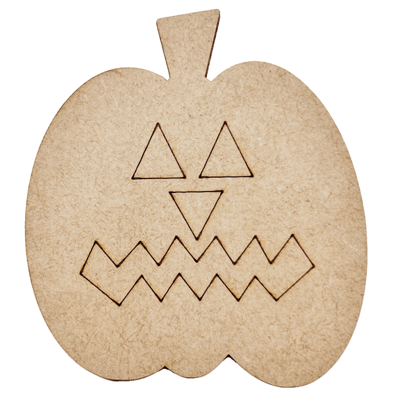 Krafty Supply Jack-O-Latern with Score Lines 1/8"MDF 3" Tall