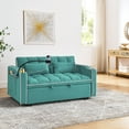 thumbnail image 6 of Versatile Foldable Sofa Bed - 3 Length Options, Space-Saving Design with Adjustable Backrest, Built-in USB Ports & Swivel Phone Stand, Modern Velvet Upholstery (Green), 6 of 9