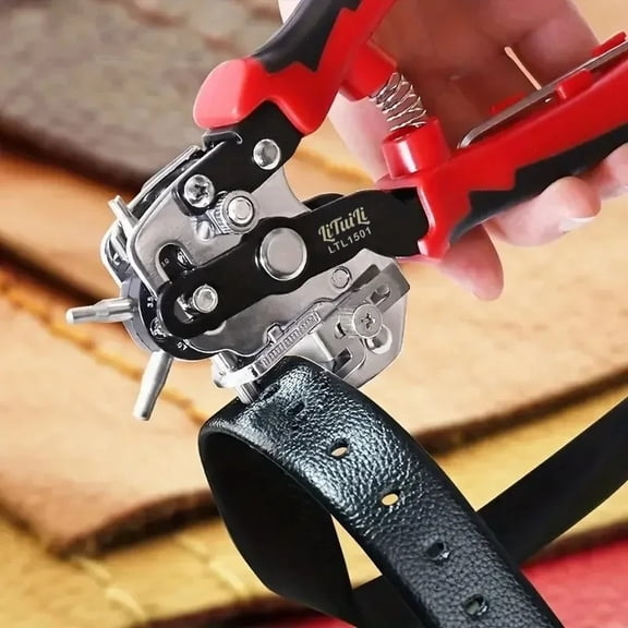 belt hole puncher for leather - Hole Punch - Eyelet Punch Plier Hole Punch Tool Leather Belt Hole Puncher for Watchband Strap Leathercraft Projects Industrial Grommet Setter Red