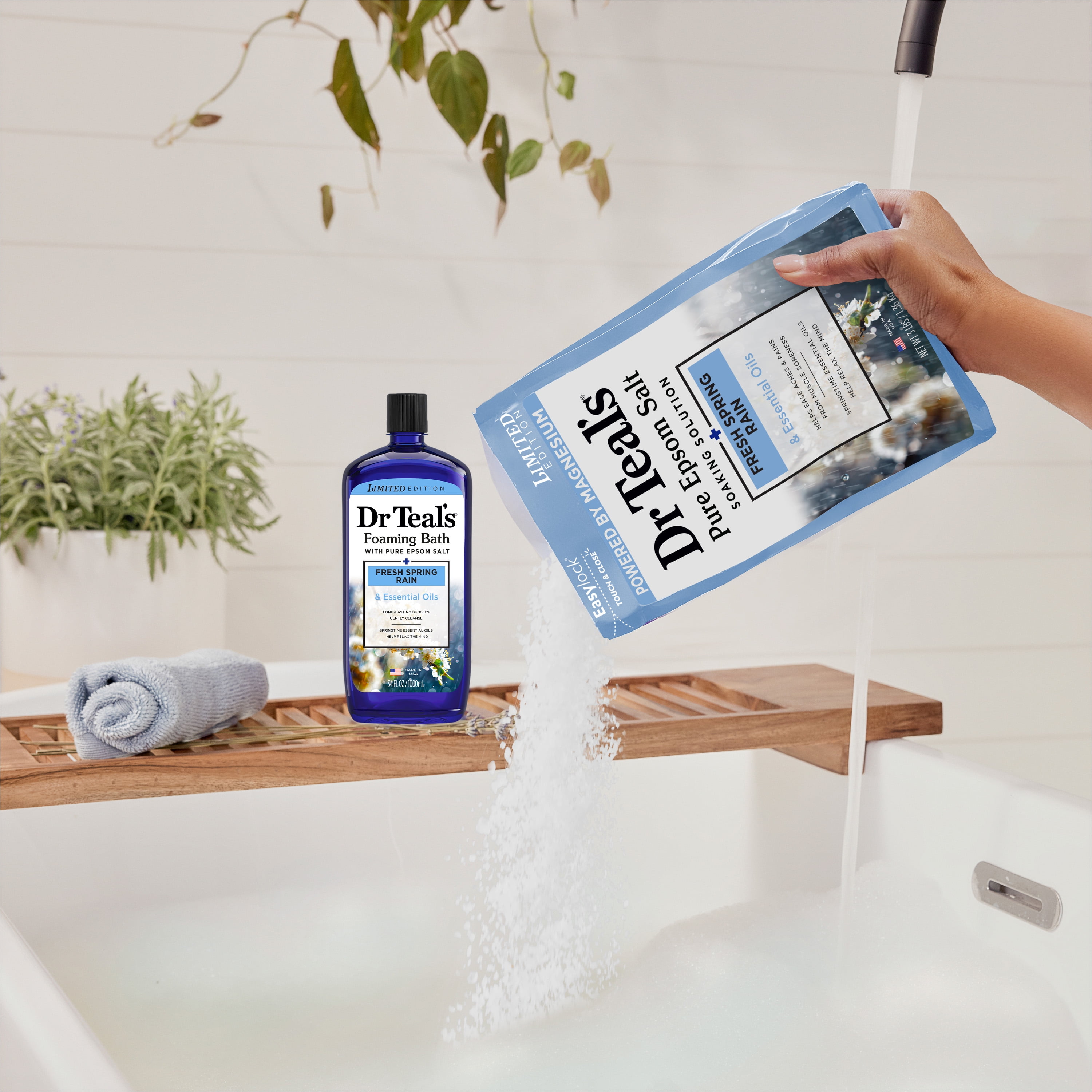 Dr Teal's Fresh Spring Rain Epsom Salt Magnesium Soak with Essential Oils, 3 lbs