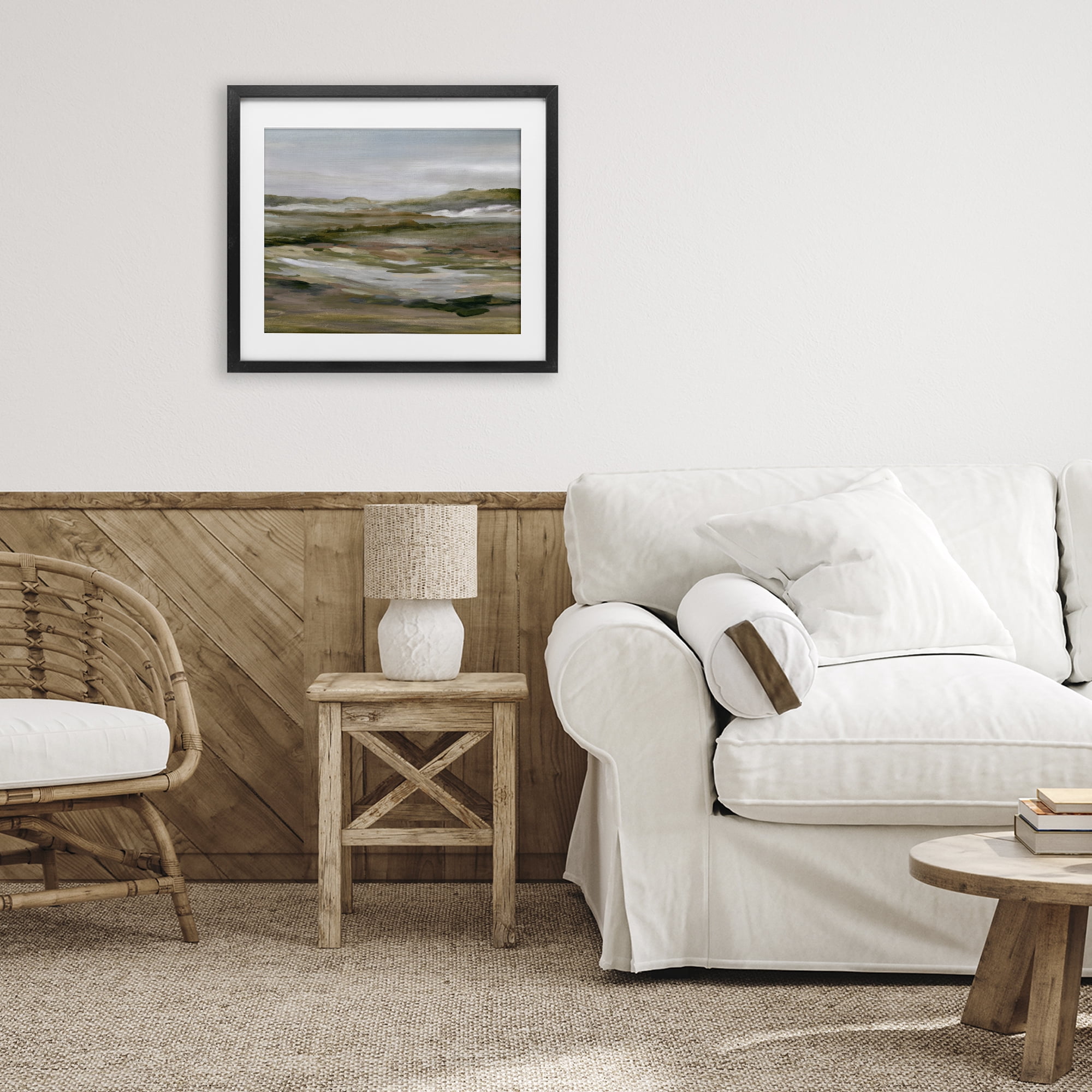 Stupell Industries Natural Meadow Abstract Horizon Black Framed Print Under Glass, design by Carol Robinson