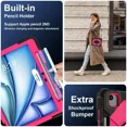 thumbnail image 4 of Case for iPad Air 11 Inch M3 2025 M2 2024 7th/6th Generation with Rotating Stand Pencil Holder Hand/Shoulder Strap, Heavy Duty Shockproof Protective Cover, 4 of 7
