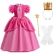 thumbnail image 1 of FSMKTZ Disfraz De Vestido De Princesa Para Niñas Super Peach Cosplay Disfraces Para Niños Con Corona Fiesta De Cumpleaños De Halloween 3-10 Años SMR053, 1 of 4