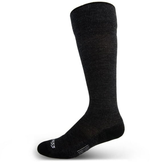 USA Made - Ski and Snowboard Socks - Micro Weight Full Cushion - Over the Calf Socks - Merino Wool - Mountain Heritage - Black - Small