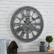 Angle View: FirsTime & Co.® Zinc Gears Outdoor Clock, Brushed Silver, 24 in