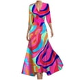 thumbnail image 2 of Delliss Summer Woman Elegant Dresses Ankle Length Dresses For Woman Elbow Sleeve Trendy Dresses Lady Maxi Print Dresses With Sleeve Hot Pink XXL, 2 of 6
