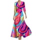 thumbnail image 2 of Delliss Vestidos elegantes de verano para mujer Vestidos hasta el tobillo para mujer Vestidos de moda con manga en el codo Vestidos largos con estampado de dama con manga Rosa fuerte M,Hot Pink,L, 2 of 6