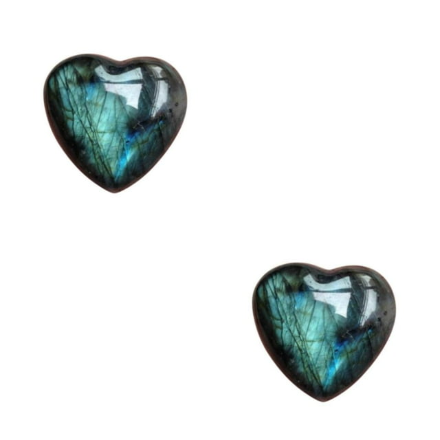Langgg Natural Moonstone Heart Shape Stone - For DIY Bracelets And Necklaces Labradorite Palm Stone 2Set