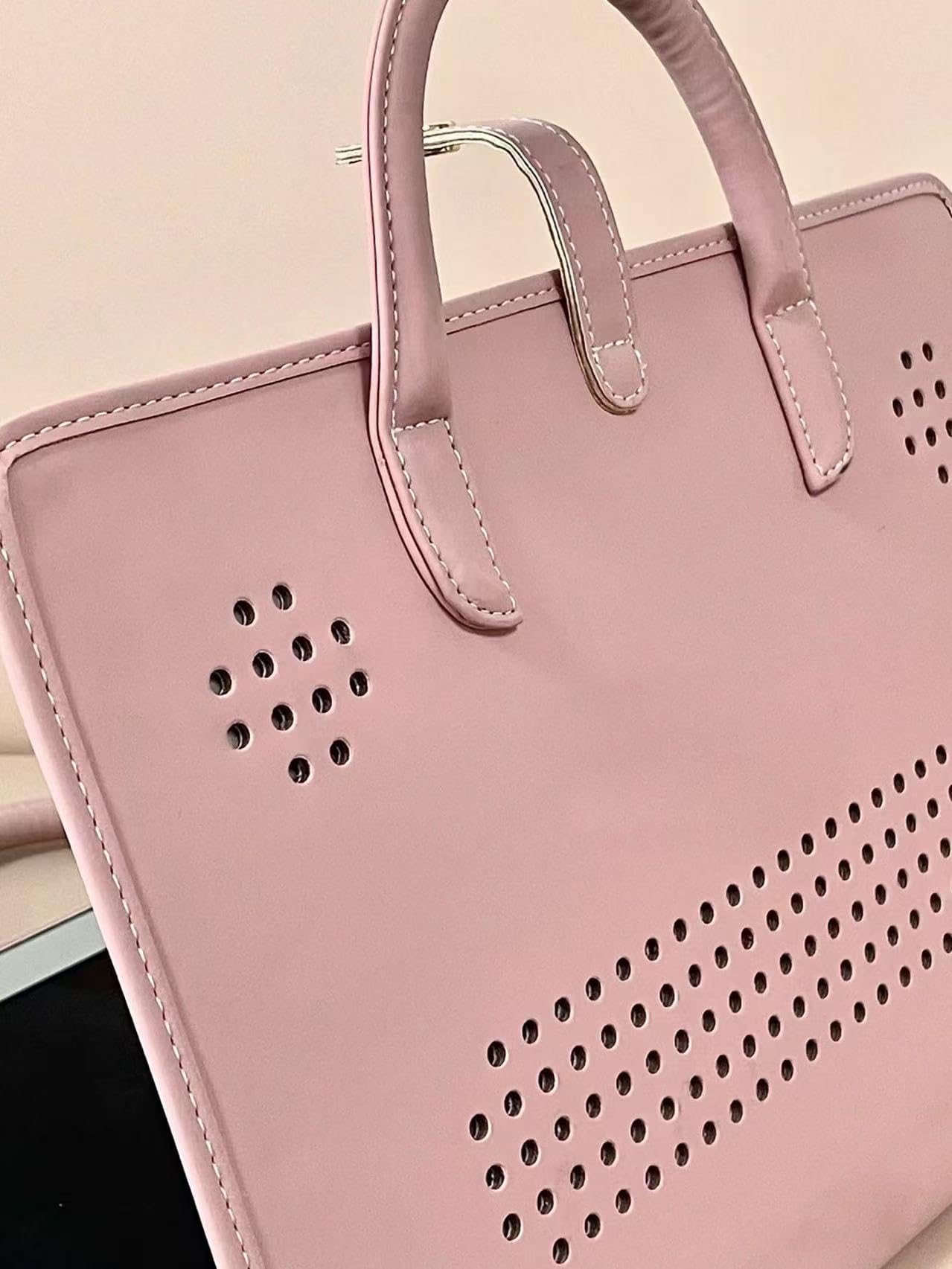 Stylish Laptop Case Rose Pink Portable Handbag For 15.6-16 Inch Laptops High Safety Against Damage&Dust