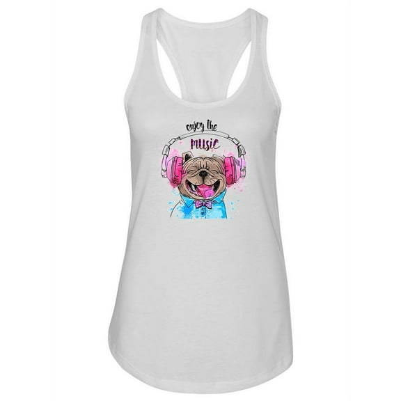 Dog Enjoy The Music Tank Women -Image by Shutterstock, Female Medium