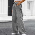 thumbnail image 6 of Blmnix Pants for Women Trendy Palazzo Petite Pants Plaid Pants Jeans High Flare-Leg Gray Long Heated Pants for Women,L, 6 of 7