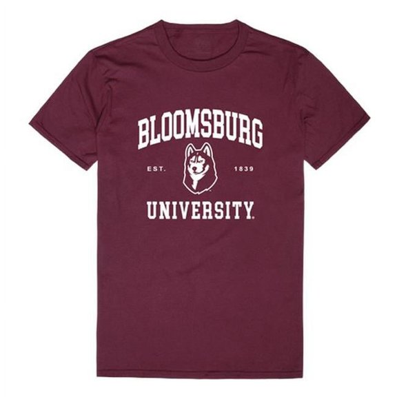 Bloomsburg University Men Seal T-Shirt, Maroon White - Medium