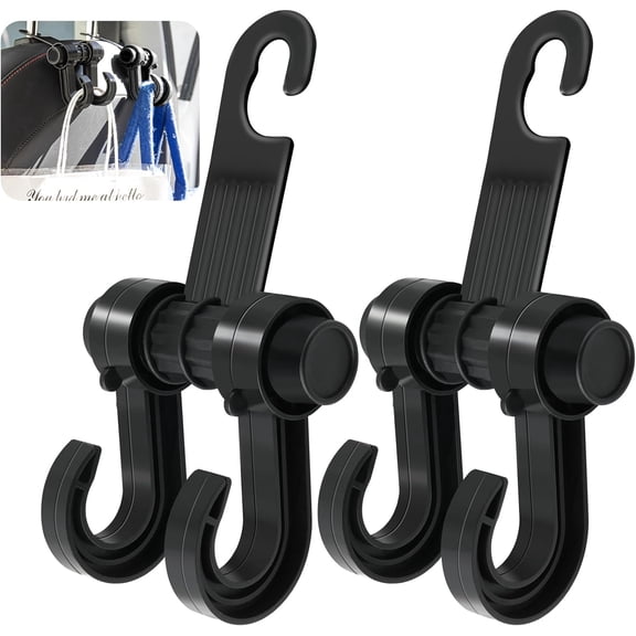 XIHAMA 2Pcs Car Hooks, Longer and Deepen Dual Headrest Hooks, Car Purse Holder, Hangers for Grocery Shopping Bags, Universal Vehicle Accessories Storage Organizer