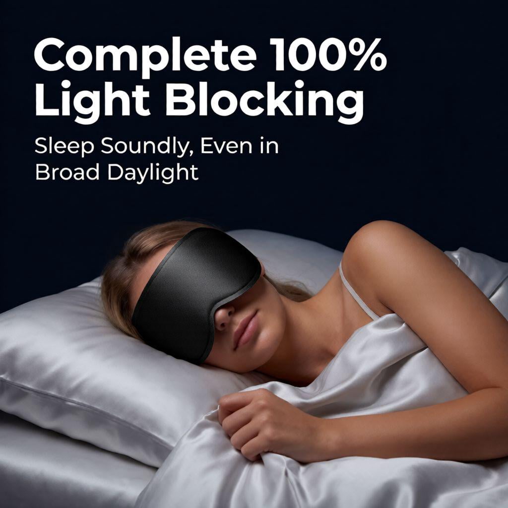 FACEMOON Weighted Sleep Mask 100% Blackout 3D Contoured for Men and Women Tranquil Night Sleep Soft Memory Foam Zero Pressure Airplane Travel Black