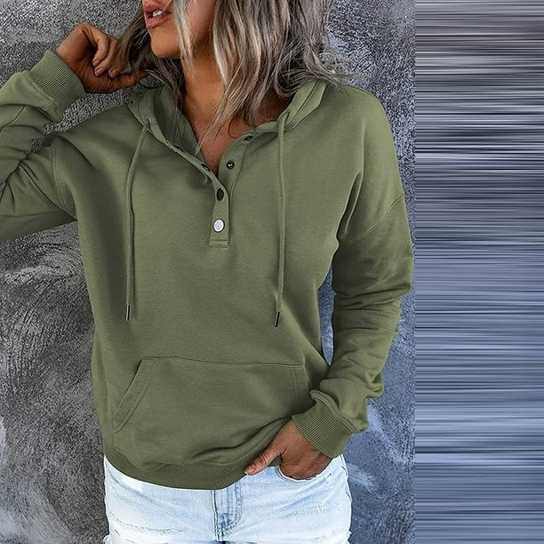Hooded Sweatshirts Women Clearance,hoksml Womens Sweatshirts Casual  Deals,Women's Hooded Solid Color Long-sleeved Sweatshirt Blouse Pullover