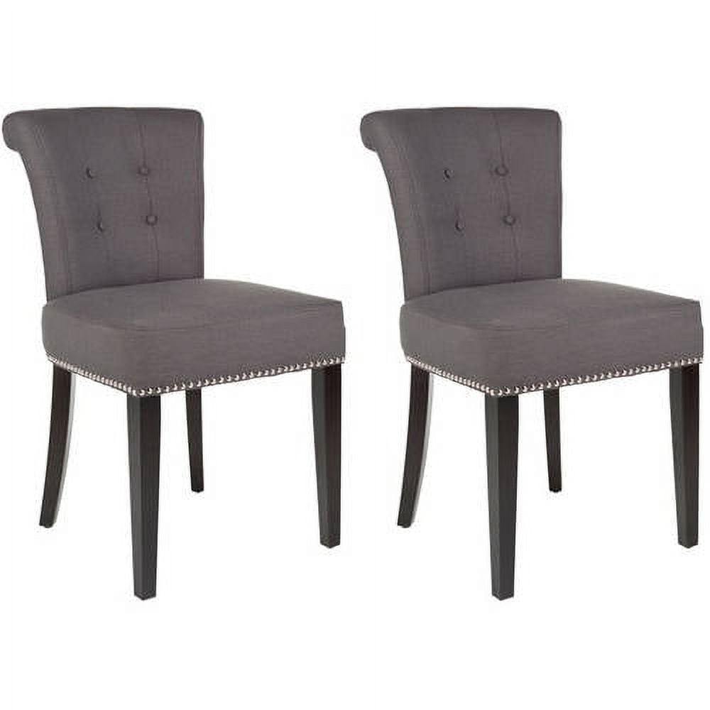 SAFAVIEH Sinclair Contemporary Glam Ring Chair w/ Silver Nail Heads, Charcoal/Espresso