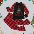thumbnail image 2 of Family Christmas Pajamas Matching Sets Casual Graphic Xmas Tree Letter Printed Plaid Long Sleeve and Pants Outfits Cozy Neck PJ Loungewear Toddler Red 7T, 2 of 3