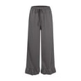 thumbnail image 6 of GYUJNB Womens Pants,Womens Wide Leg Pants Drawstring Elastic High Waisted Ruffle Hem Palazzo Pants with Pockets,Women Casual Pants,Size:L, 6 of 6