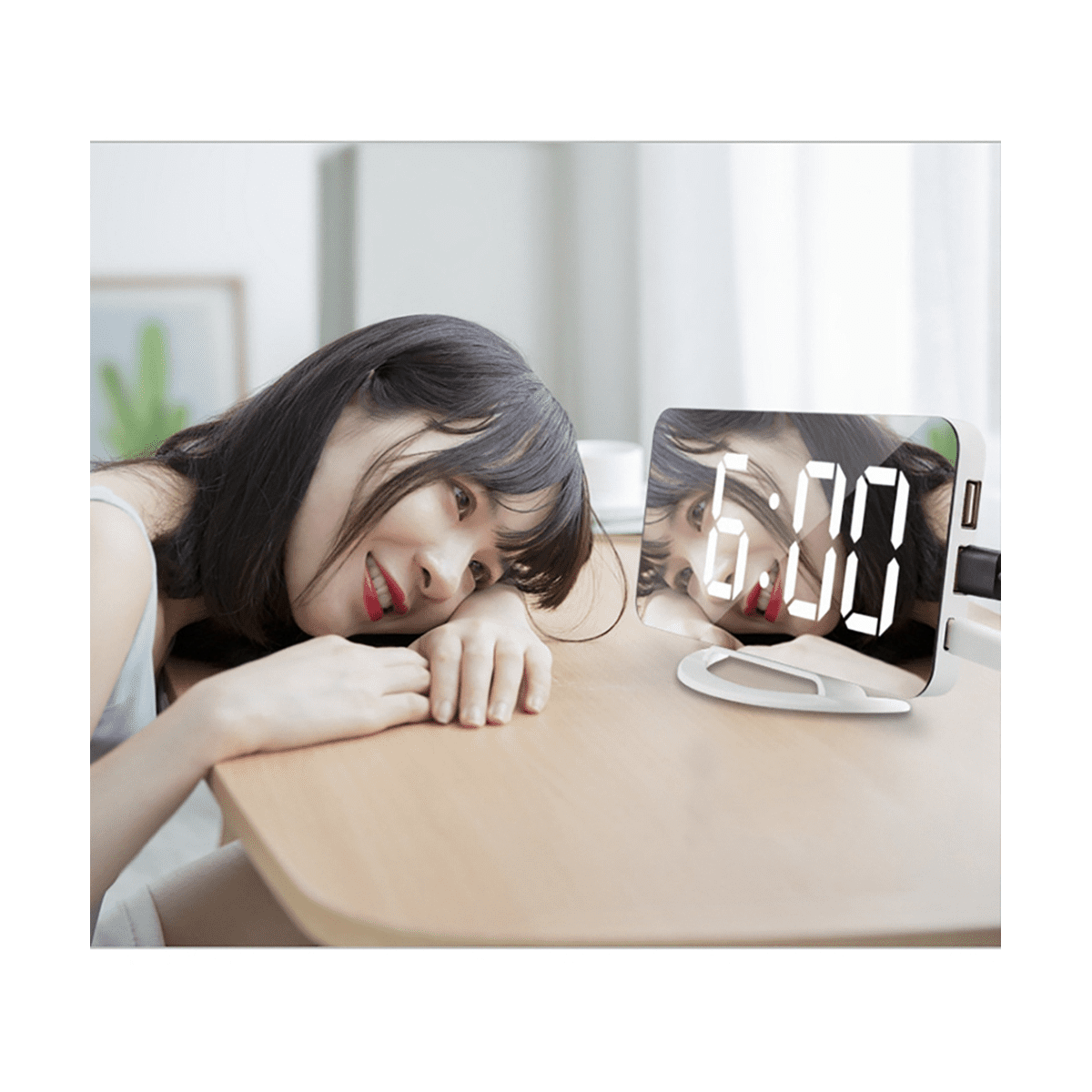 Led Vibration Alarm Clock Multifunctional Dual USB Charging Mute Bedside Luminous for Deaf and Hard of Hearing Snooze