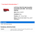 thumbnail image 2 of Left Driver Side Tail Light Assembly - Compatible with 2008 - 2010 Honda Odyssey 2009, 2 of 2