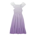 thumbnail image 6 of JUMEYU Big Girls Dresses Girls Summer Dress Square Neck Short Sleeve Crossover Waist Casual A-line Mini Dress Size 11-12 (Purple,11-12 Years), 6 of 6