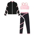 thumbnail image 3 of Alvivi Kids Girls Ice Skating Outfit Gymnastics Sport Jacket Tank Tops and Tights Pants 3 Pcs Sweatsuit Pink 6, 3 of 5