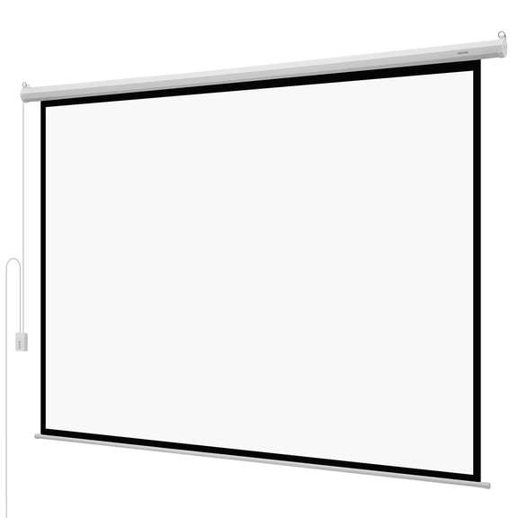 CAFORKP 120-Inch Motorized Projector Screen with Remote - 4:3 HD Electric Drop-Down Display for Home Theater, Office & Classroom, Wall/Ceiling Mountable