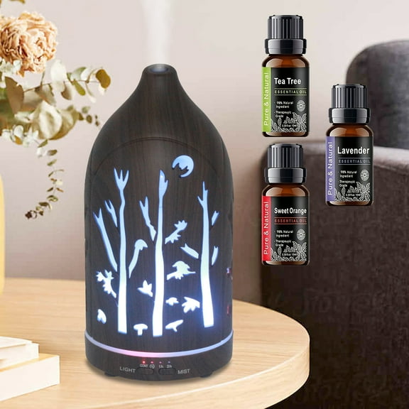 BRJSQ 200ml Essential Oil Diffuser Ultrasonic 7 Colors LED Auto Shut Off Quiet for Sleep Office Yoga