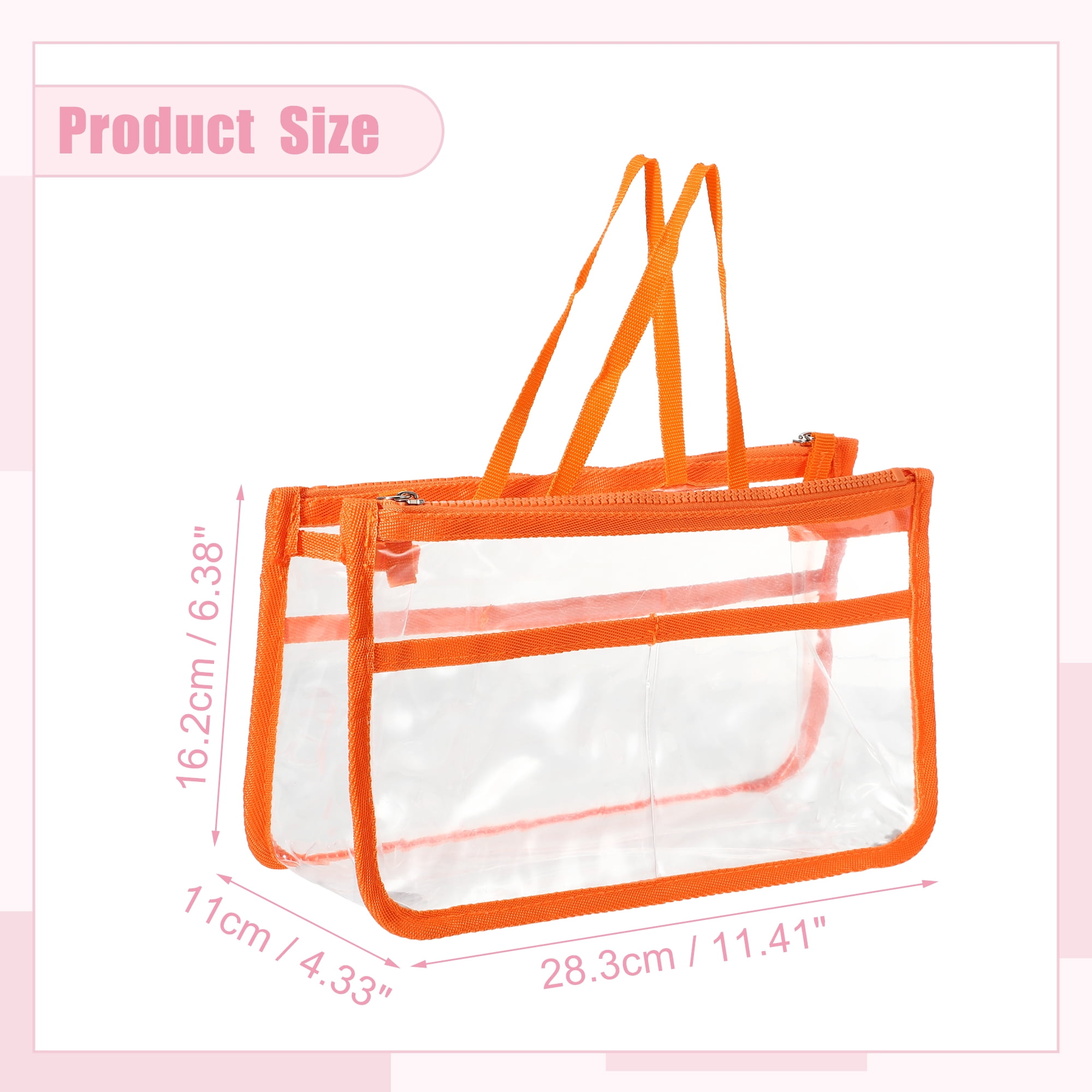 Unique Bargains 1Pc Clear Waterproof Polyvinyl Chloride Toiletry Bag Waterproof Orange