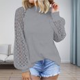 thumbnail image 4 of LYXSSBYX Womens Long Sleeve Dress Hot Sale Clearance Ladies Fashion Round Neck Lace Hollow Long Sleeve Casual Loose Top Pullover, 4 of 7