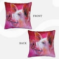 thumbnail image 3 of Bingfone Pink Pig Linen Throw Pillow Covers Cushion Case Pocket Button Vintage Farmhouse Pillowcase for Sofa Couch Bed 20"x20", 3 of 9