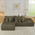 thumbnail image 4 of 83" Oversized Double Chaise Lounge, Compressed Upholstered Sleeper Sofa Bed, Cloud Sectional Couch with Pillows for Living Room, No Assembly Required, Brown, 4 of 10
