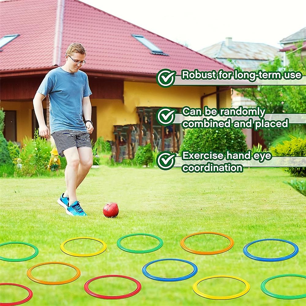 Jeu D'anneaux De Marelle Asixxsix - 10 Cerceaux Plastique + Connecteurs, Parcours Sensoriel Intérieur/extérieur Enfants